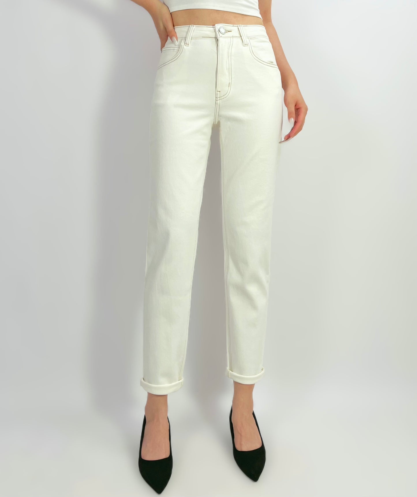 COLOURED MUM JEAN STRETCH