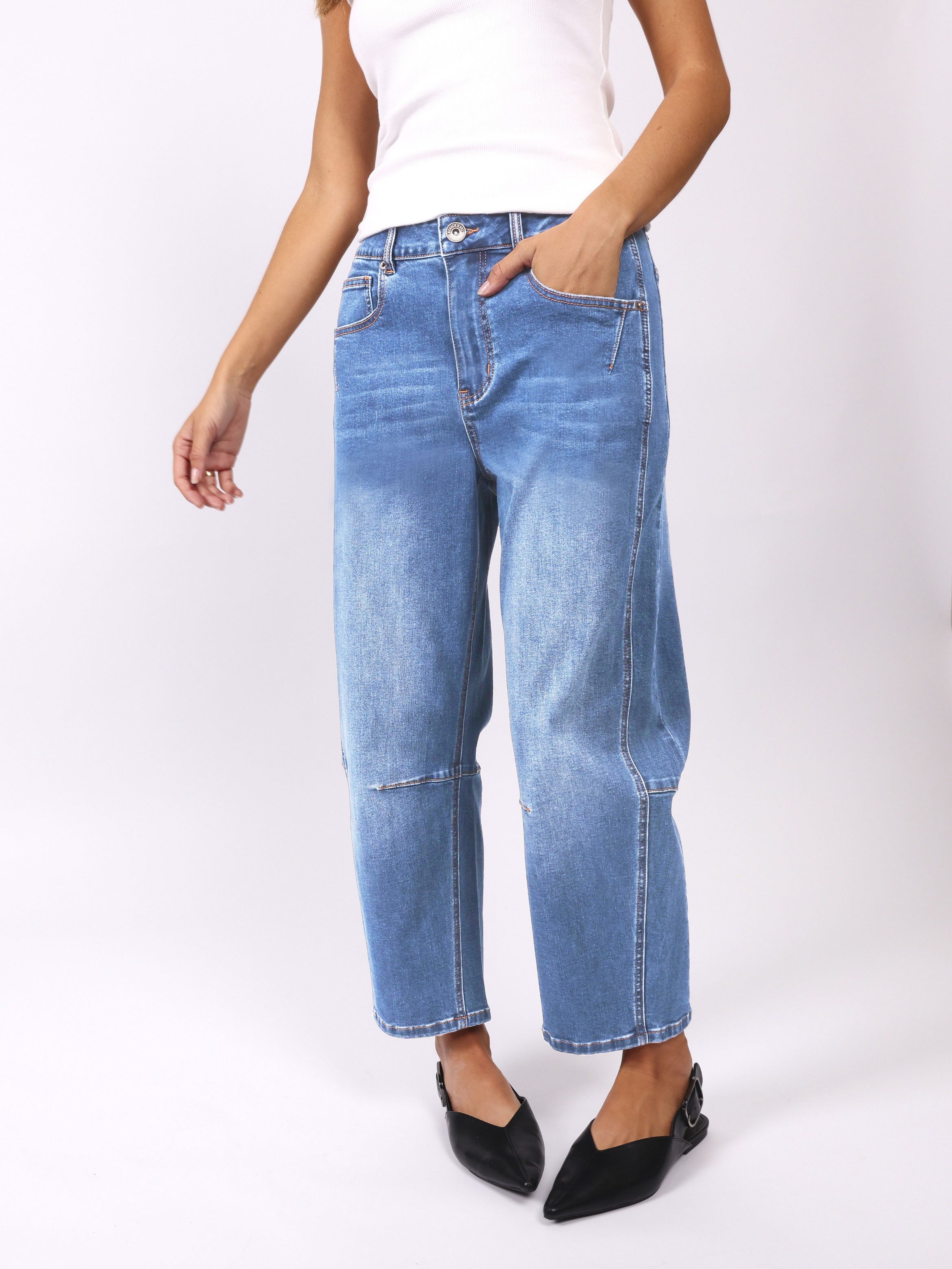 【HI FI FNK】Toni Wide Denim PETITES The Lil Dodger Button Hover Cuff - Funk N' Flair