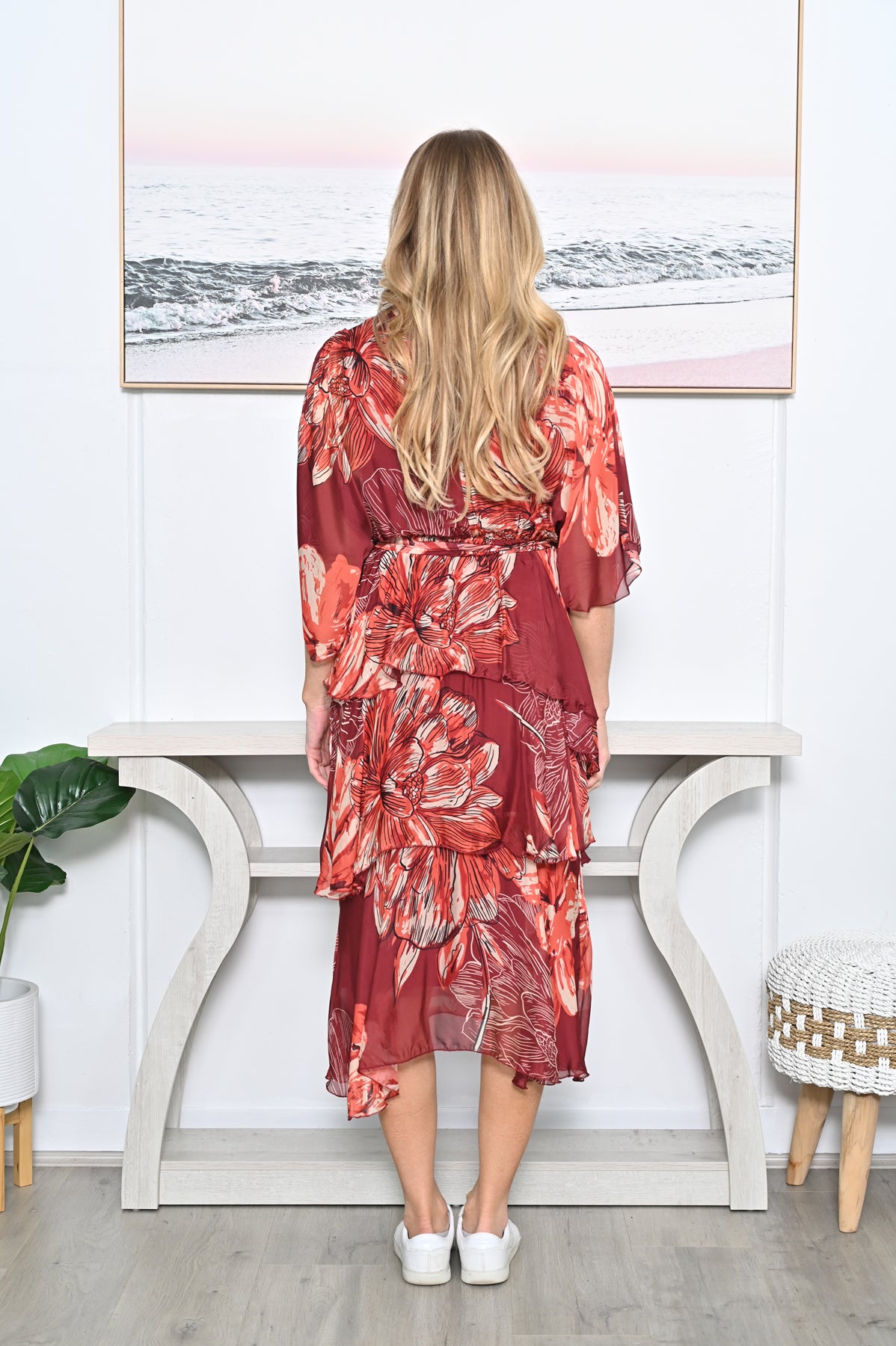 ORANGE CROSS OVER FLORAL DRESS
