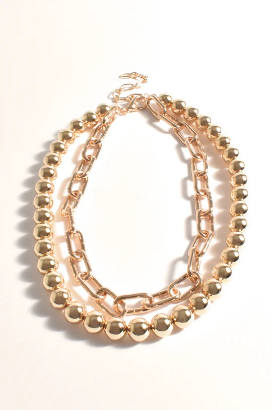 BALL AND CHAIN LAYER NECKLACE