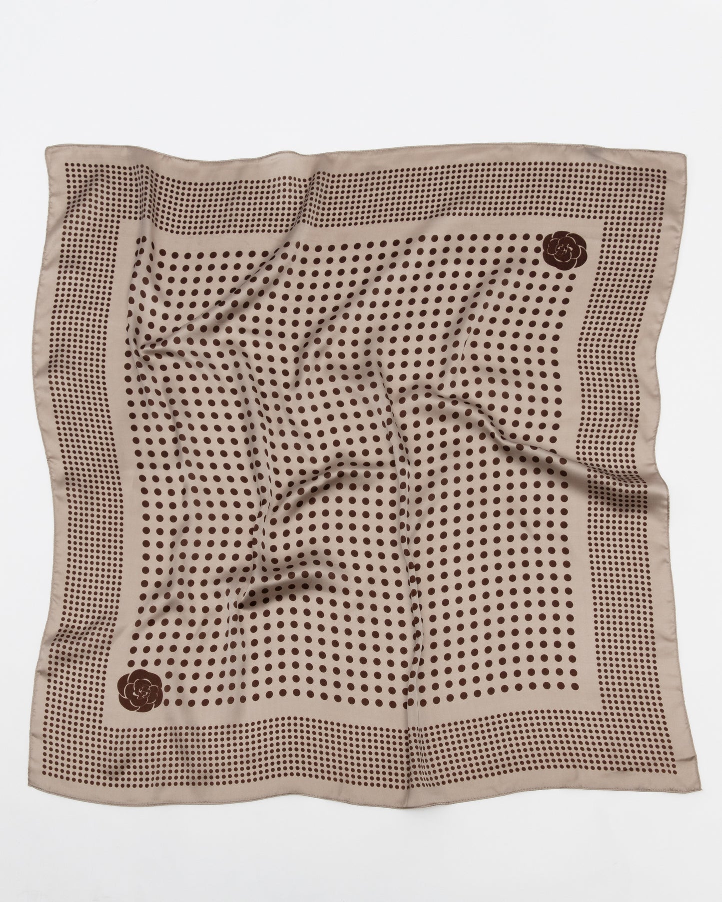 BEIGE ANDS BROWN DOTTI SCARF