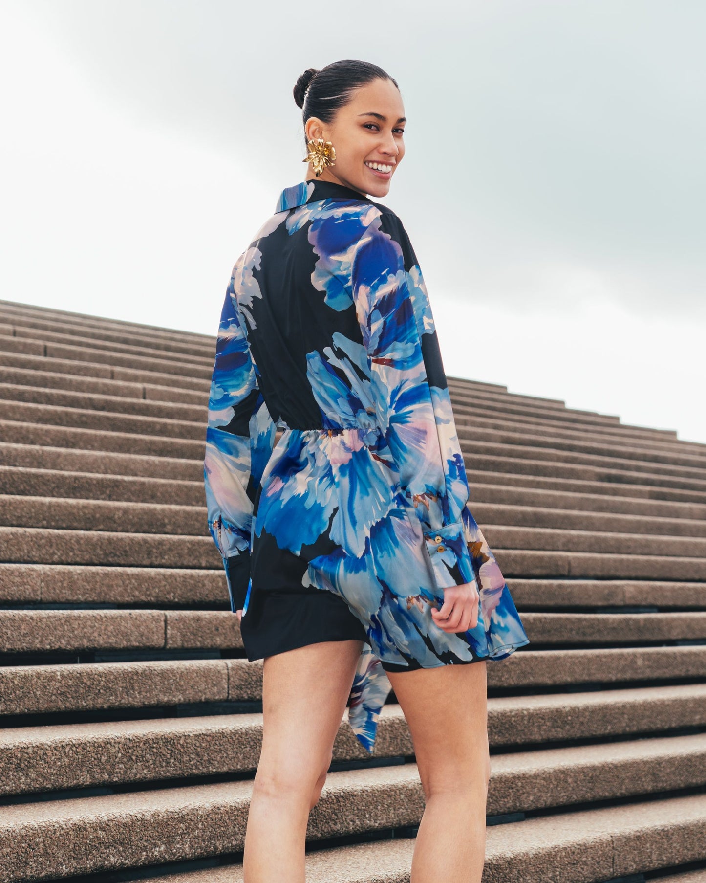 MIDNIGHT BLOOM MINI DRESS