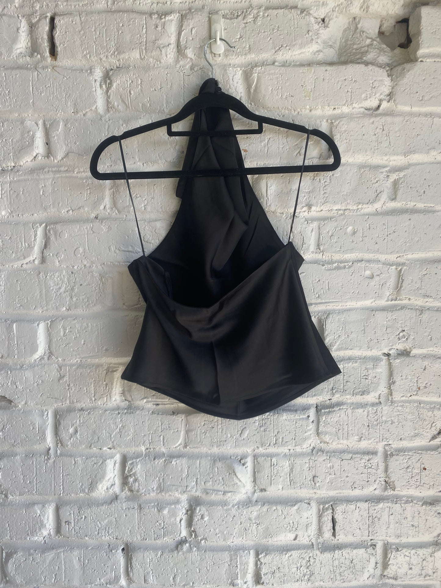 BLACK HALTER NECK TOP
