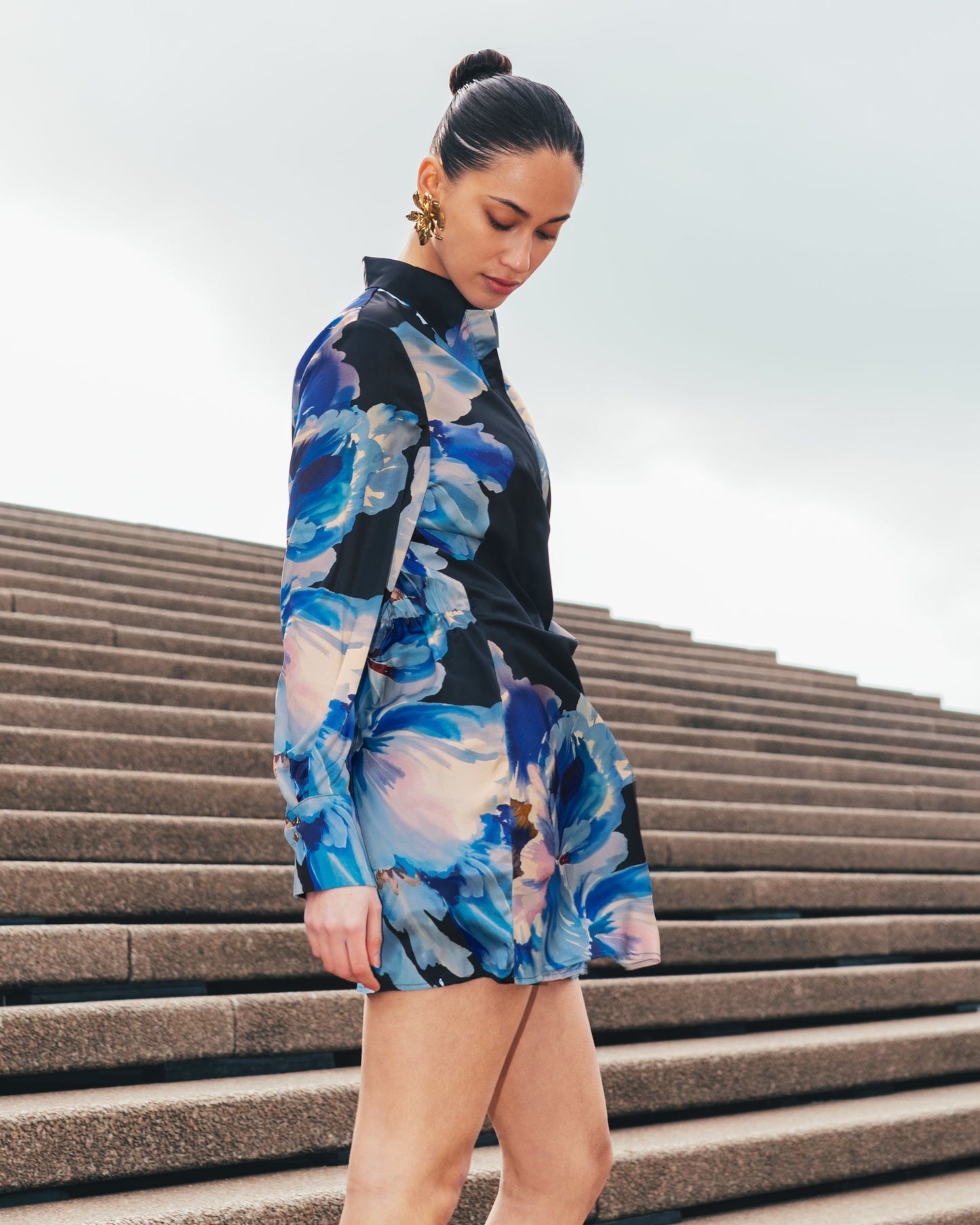 MIDNIGHT BLOOM MINI DRESS