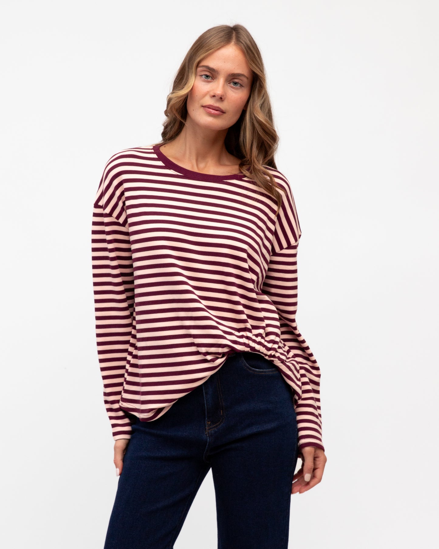 EASY TUCK TEE LONG SLEEVE STRIPE