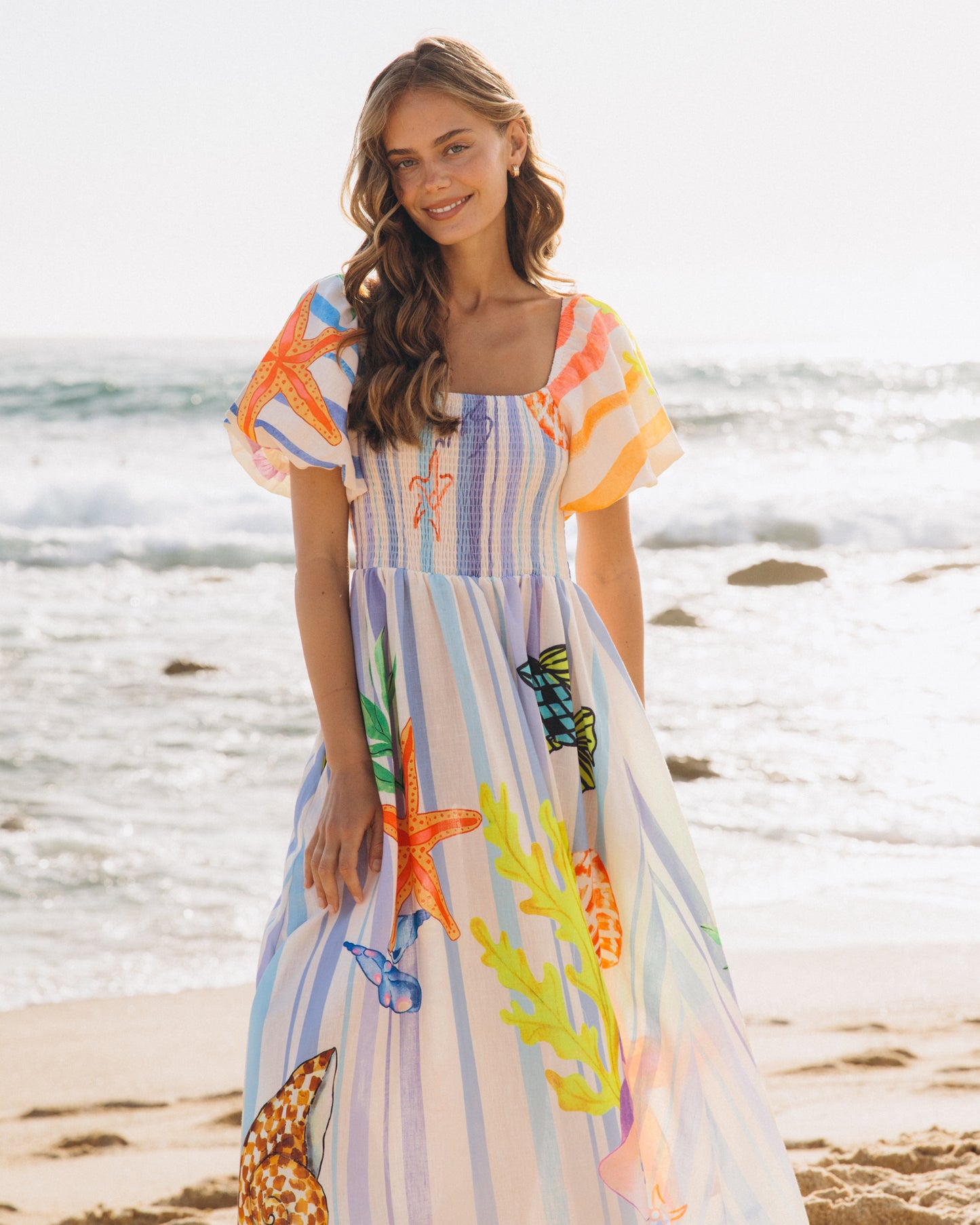 OCEAN PUFF SLEEVE MAXI