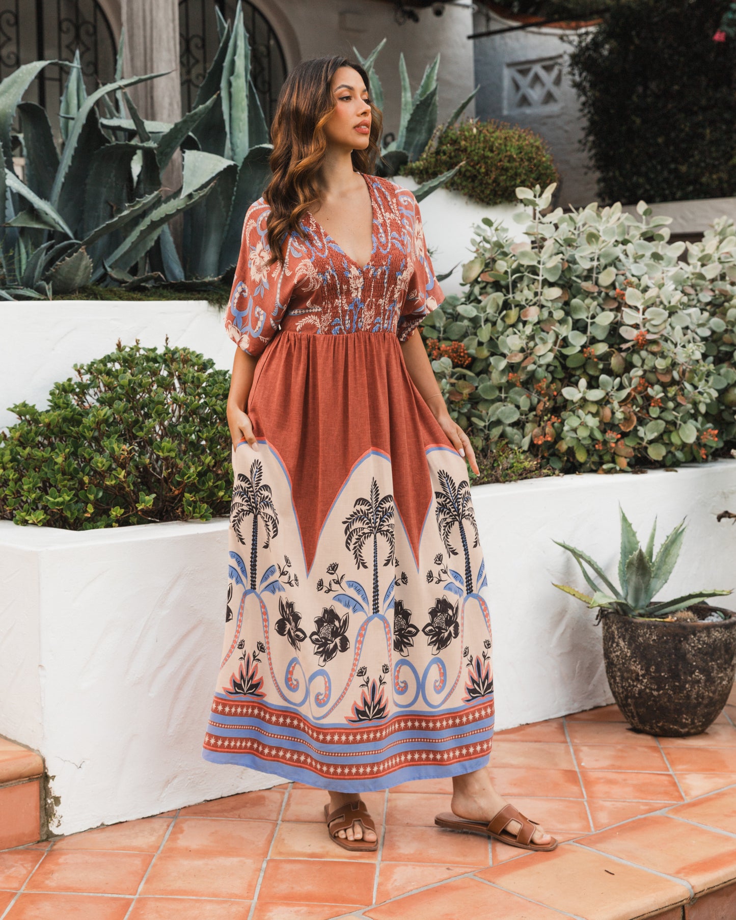 PALM OASIS MIDI DRESS