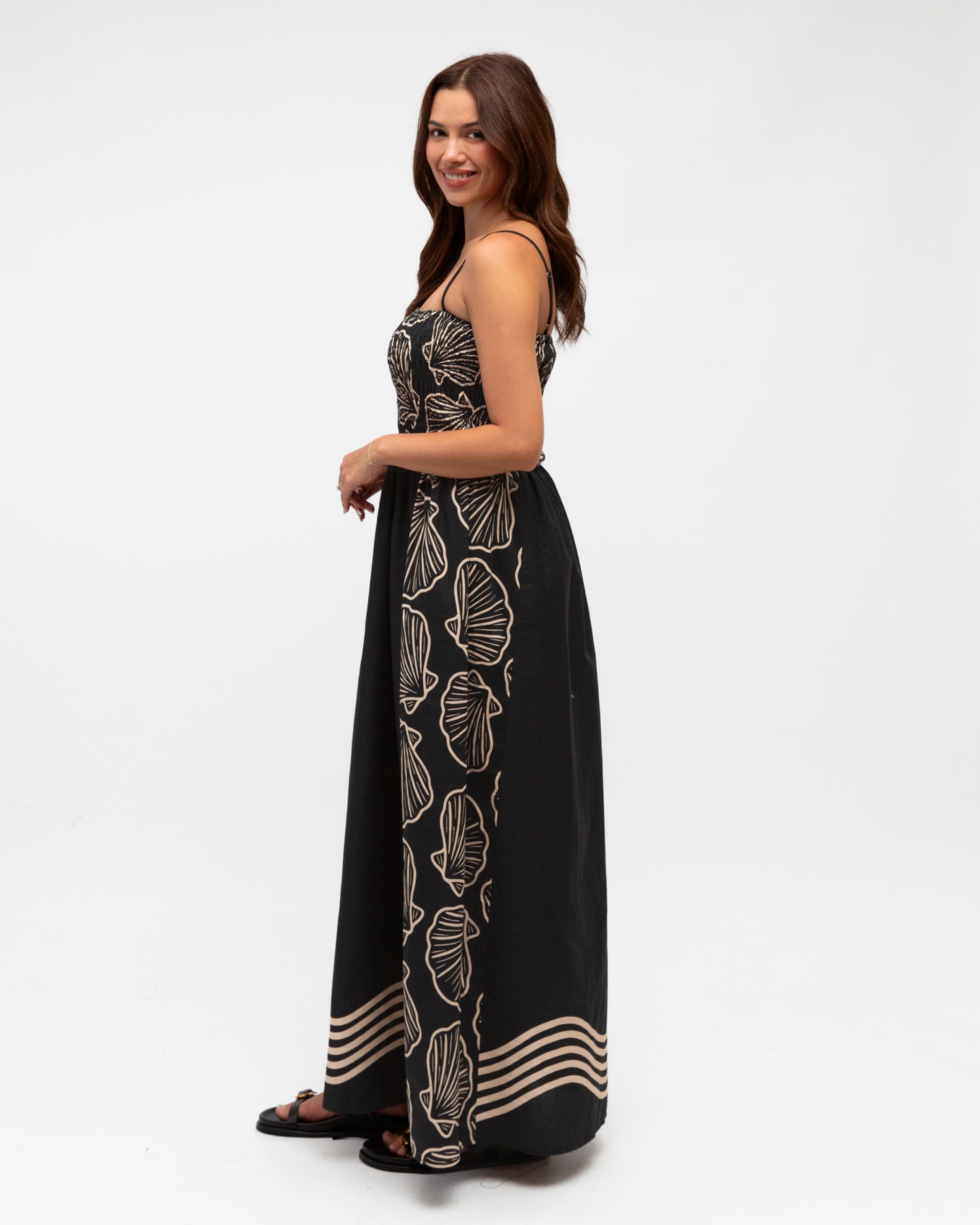 BLACK SHELL COVE MAXI DRESS
