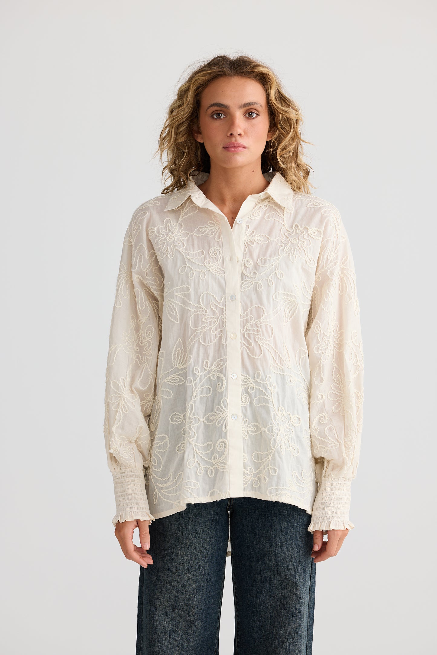 CANTILLY SHIRT NATURAL EMBROIDERY