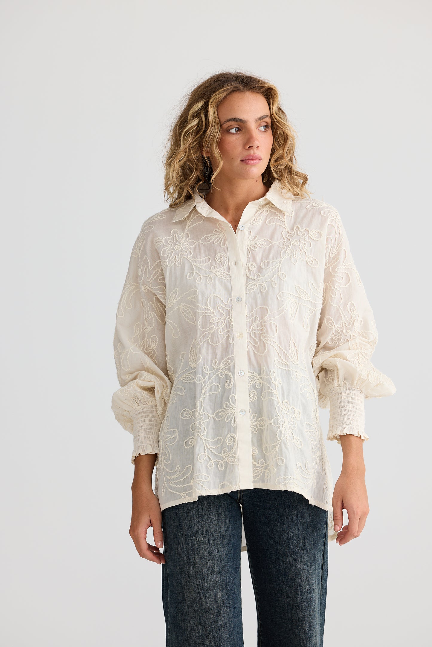 CANTILLY SHIRT NATURAL EMBROIDERY