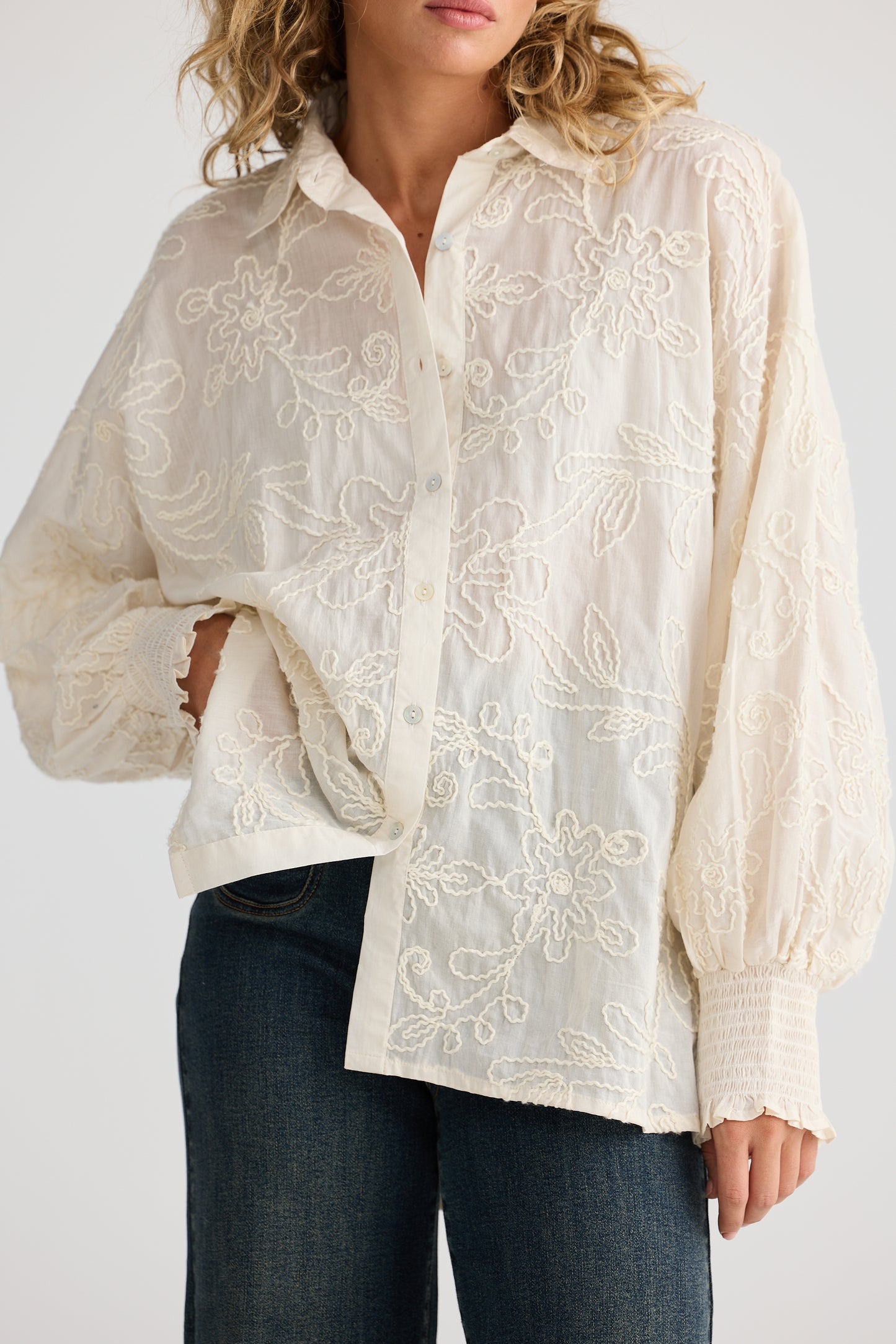 CANTILLY SHIRT NATURAL EMBROIDERY