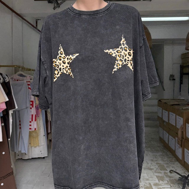 Black Acid Wash Star T-shirt