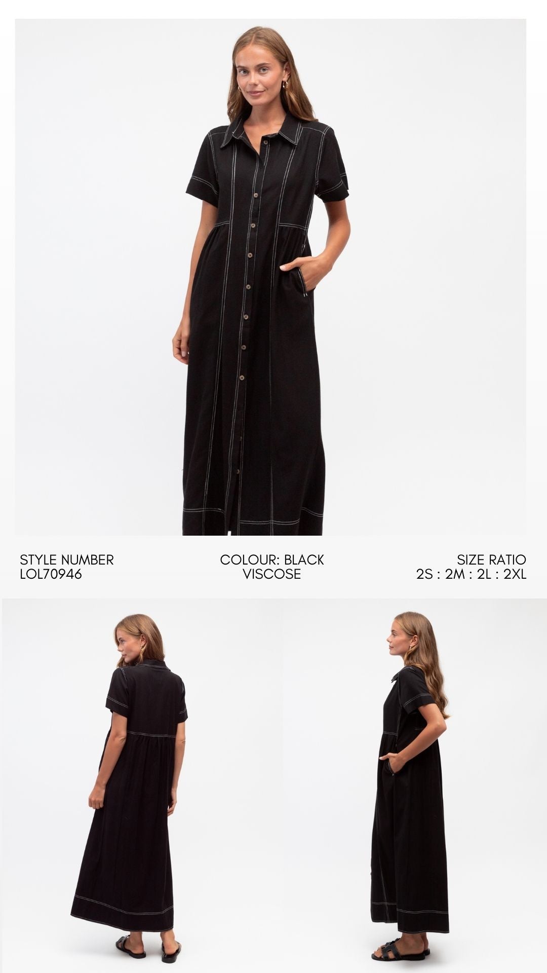 CONTRAST STICH MIDI DRESS