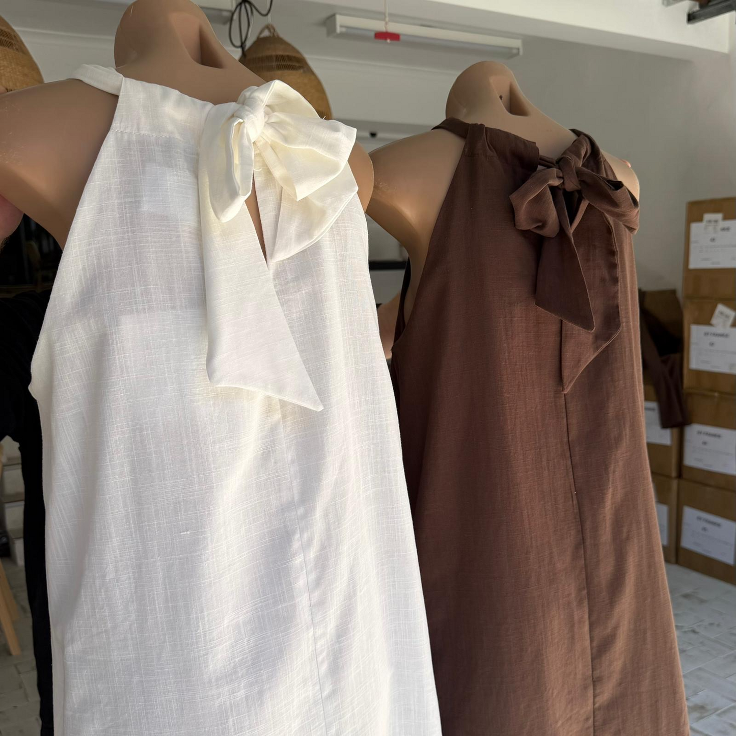 WHITE HALTER NECK DRESS