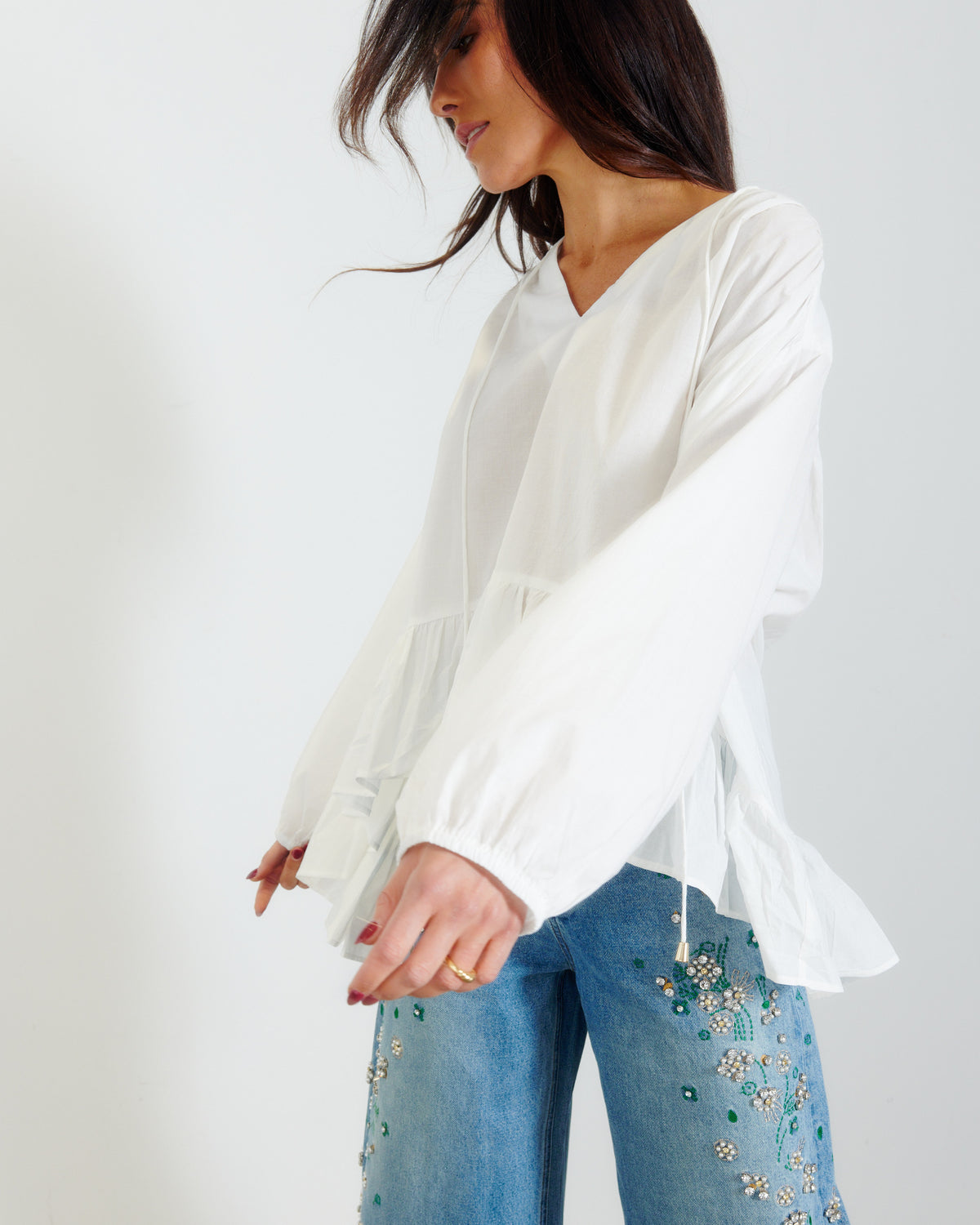 BEJEWELED BARREL JEANS