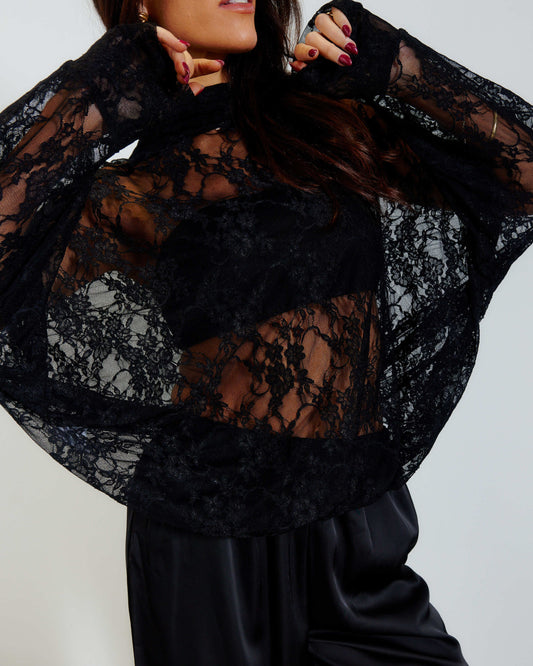 REV LACE TOP 2 WAY BLACK