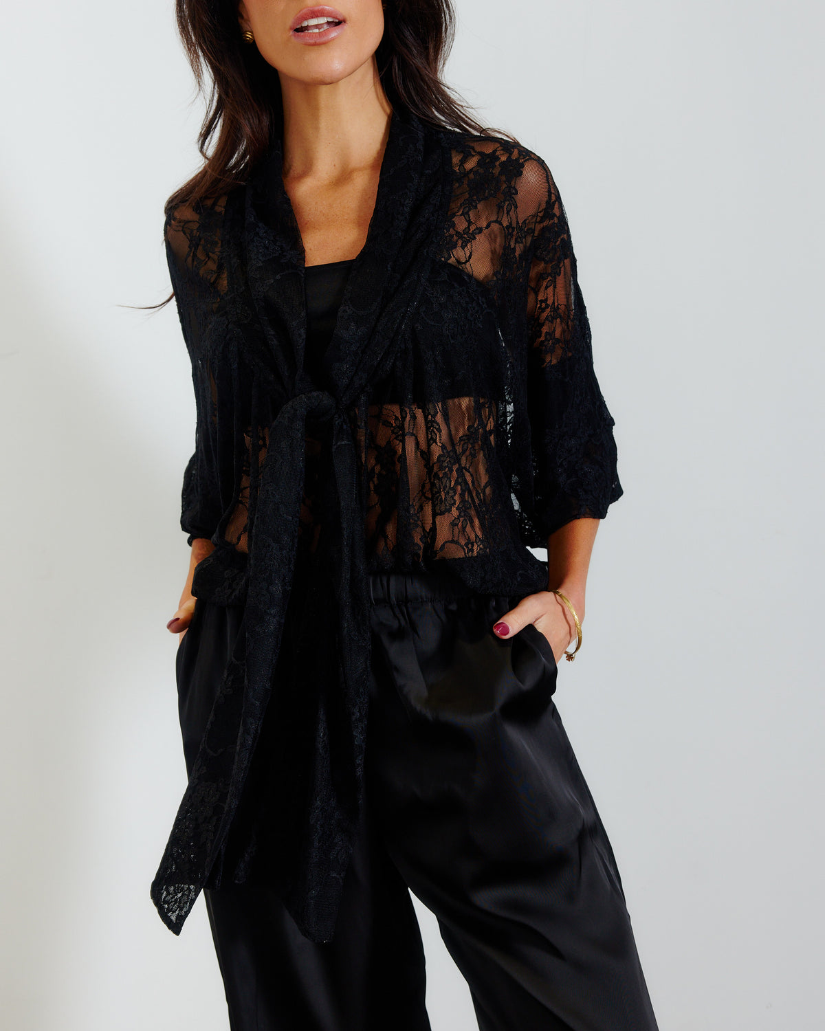 REV LACE TOP 2 WAY BLACK