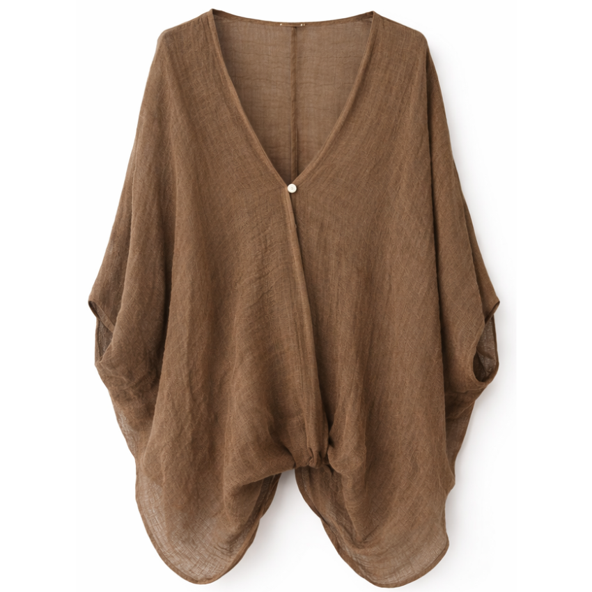 ITALIAN LINEN BUTTON PONCHO