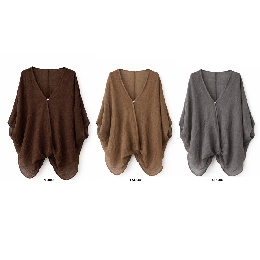 ITALIAN LINEN BUTTON PONCHO