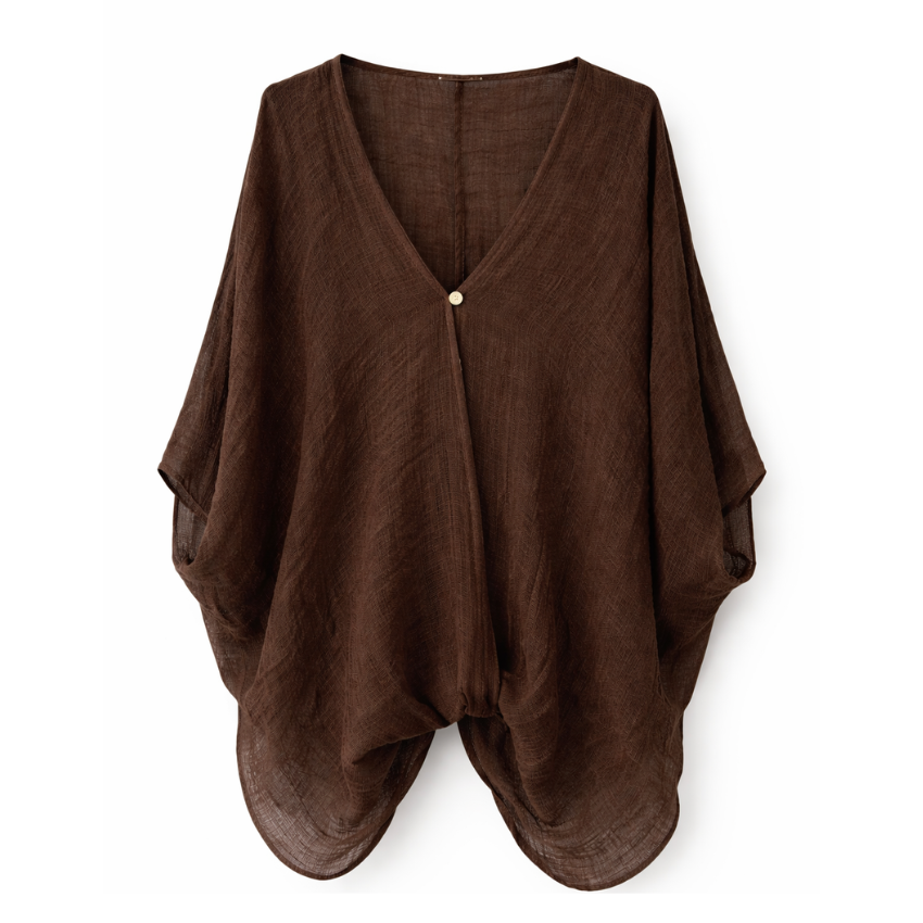 ITALIAN LINEN BUTTON PONCHO