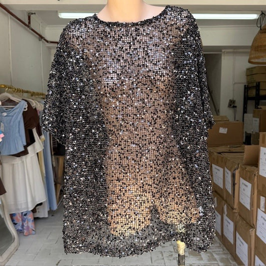 BLACK SEQUINS KNIT