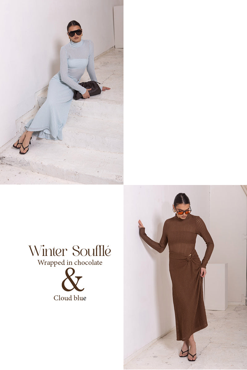 KNIT FUNNEL NECK DRESS