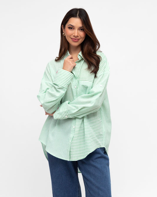 MIX STRIPE HEART SHIRT