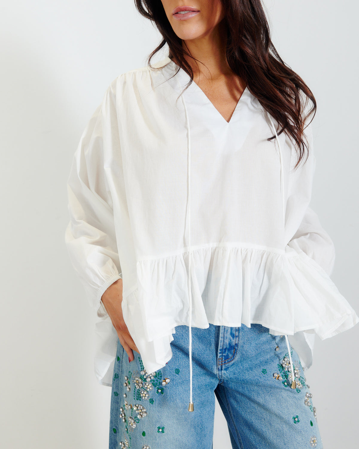 BEJEWELED BARREL JEANS