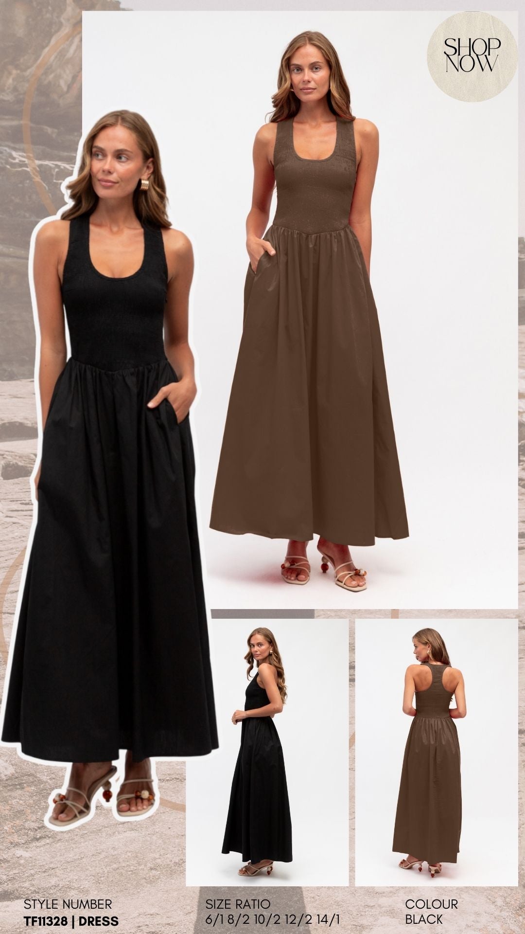 SHIRRED RACERBACK DRESS