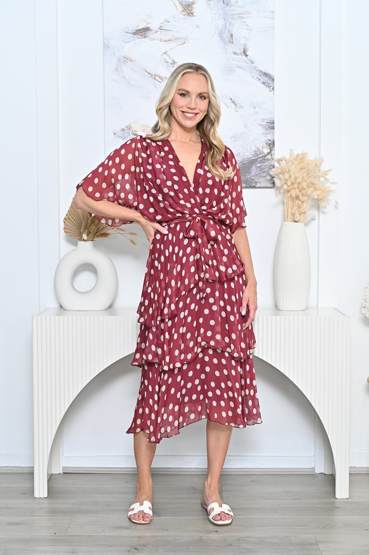 CROSS OVER POLKA DOTT DRESS