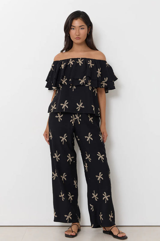 KALANI EMBROIDERED PALM TOP