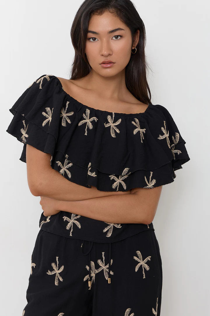 KALANI EMBROIDERED PALM TOP