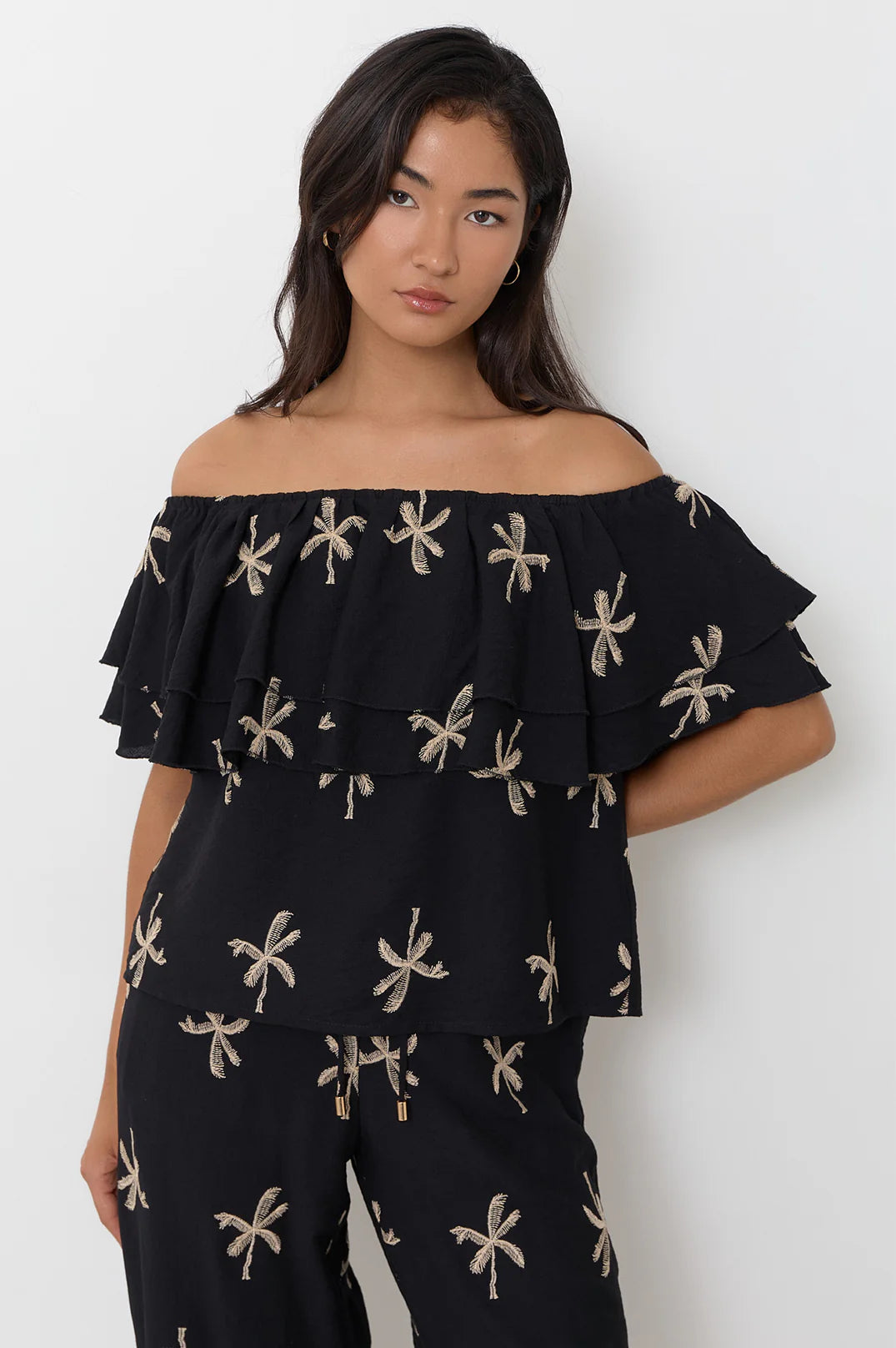 KALANI EMBROIDERED PALM TOP