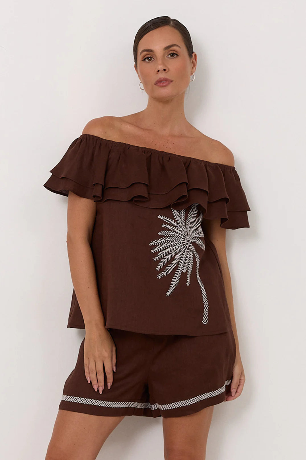 SERENA LINEN FRILL TOP