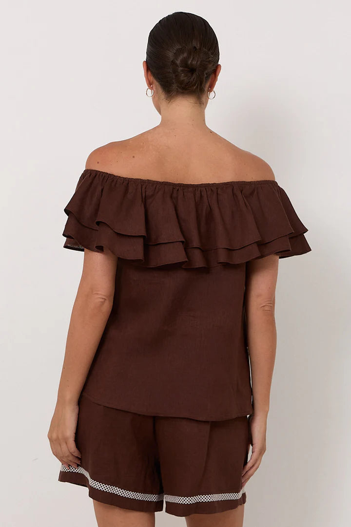 SERENA LINEN FRILL TOP
