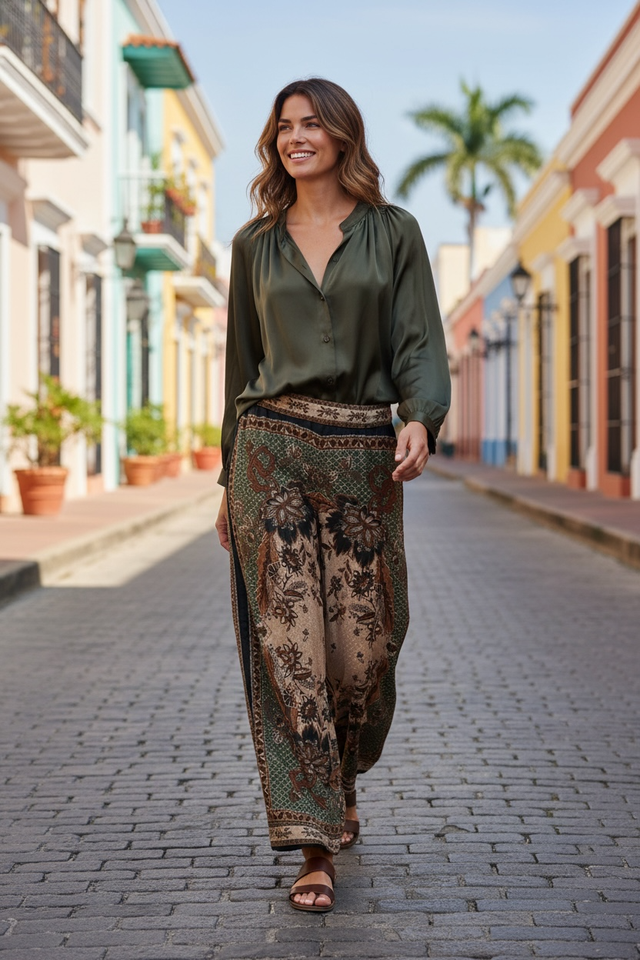 KARA SILK SHOULDER PLEAT SHIRT
