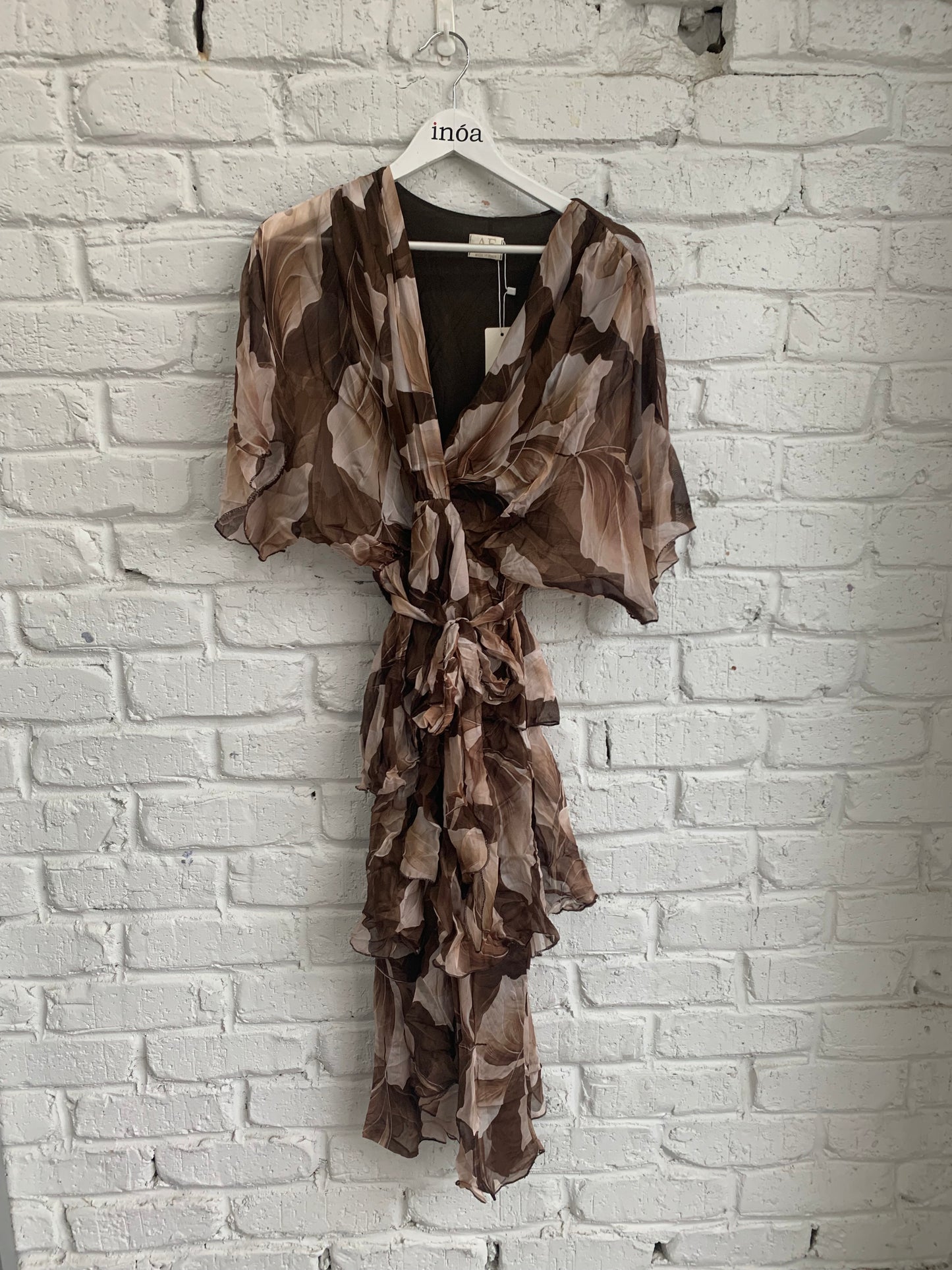 CROSS OVER FLORAL SILK DRESS