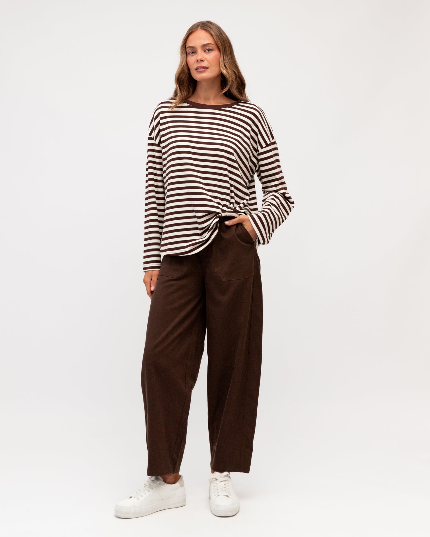 EASY TUCK TEE LONG SLEEVE STRIPE