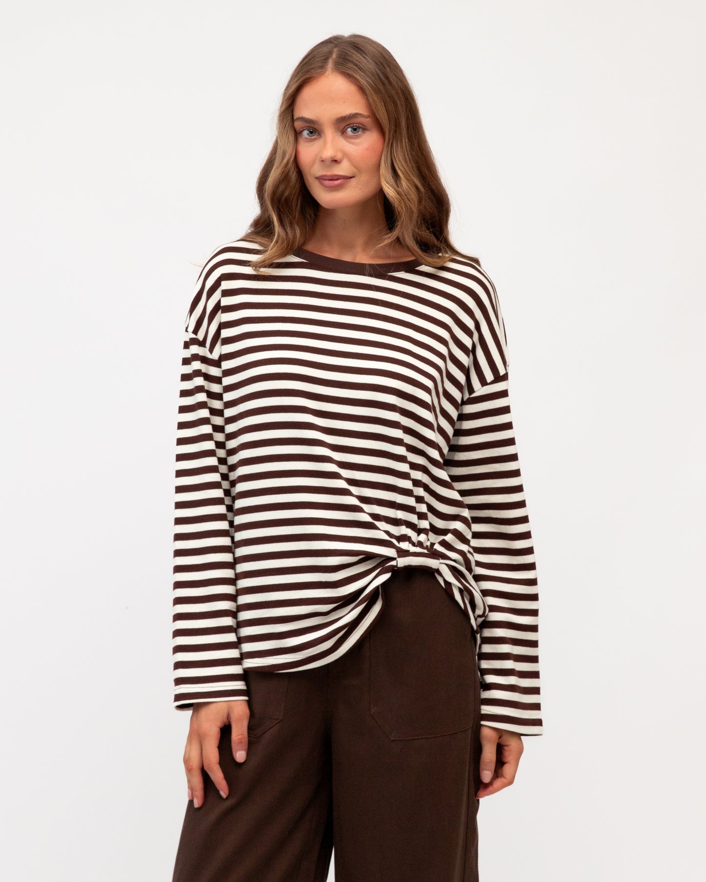 EASY TUCK TEE LONG SLEEVE STRIPE