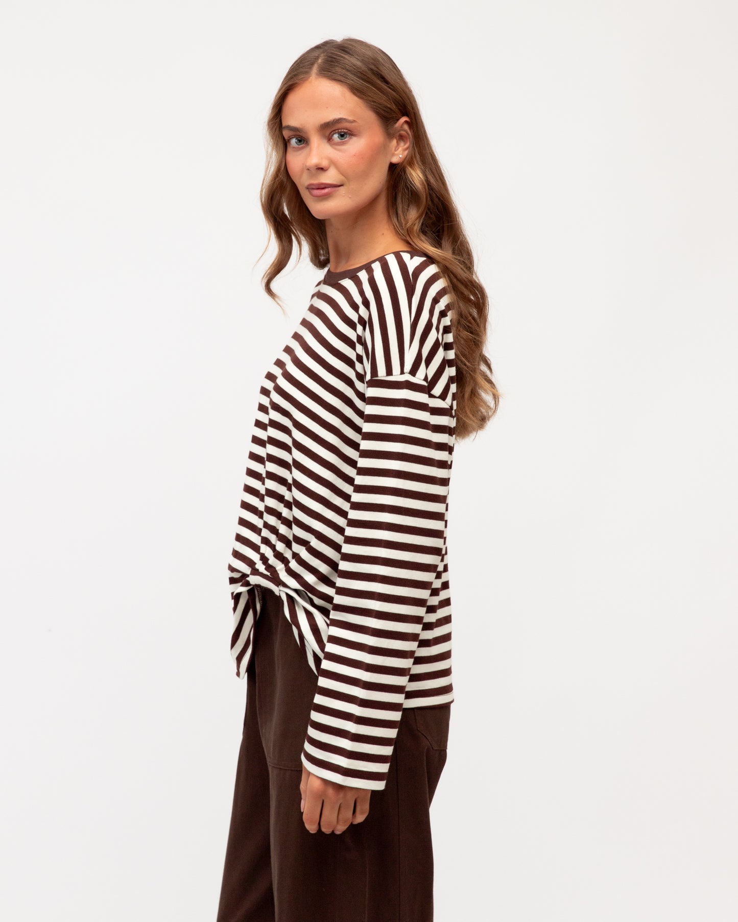 EASY TUCK TEE LONG SLEEVE STRIPE