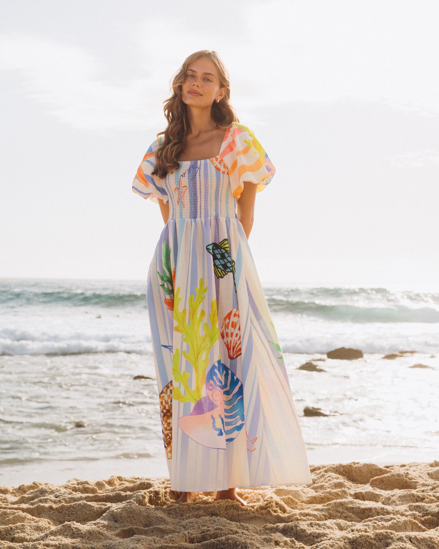 OCEAN PUFF SLEEVE MAXI