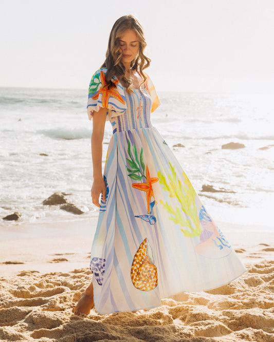 OCEAN PUFF SLEEVE MAXI