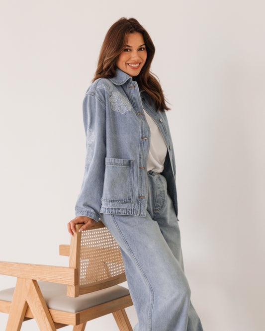 DENIM EMBROIDERED JACKET