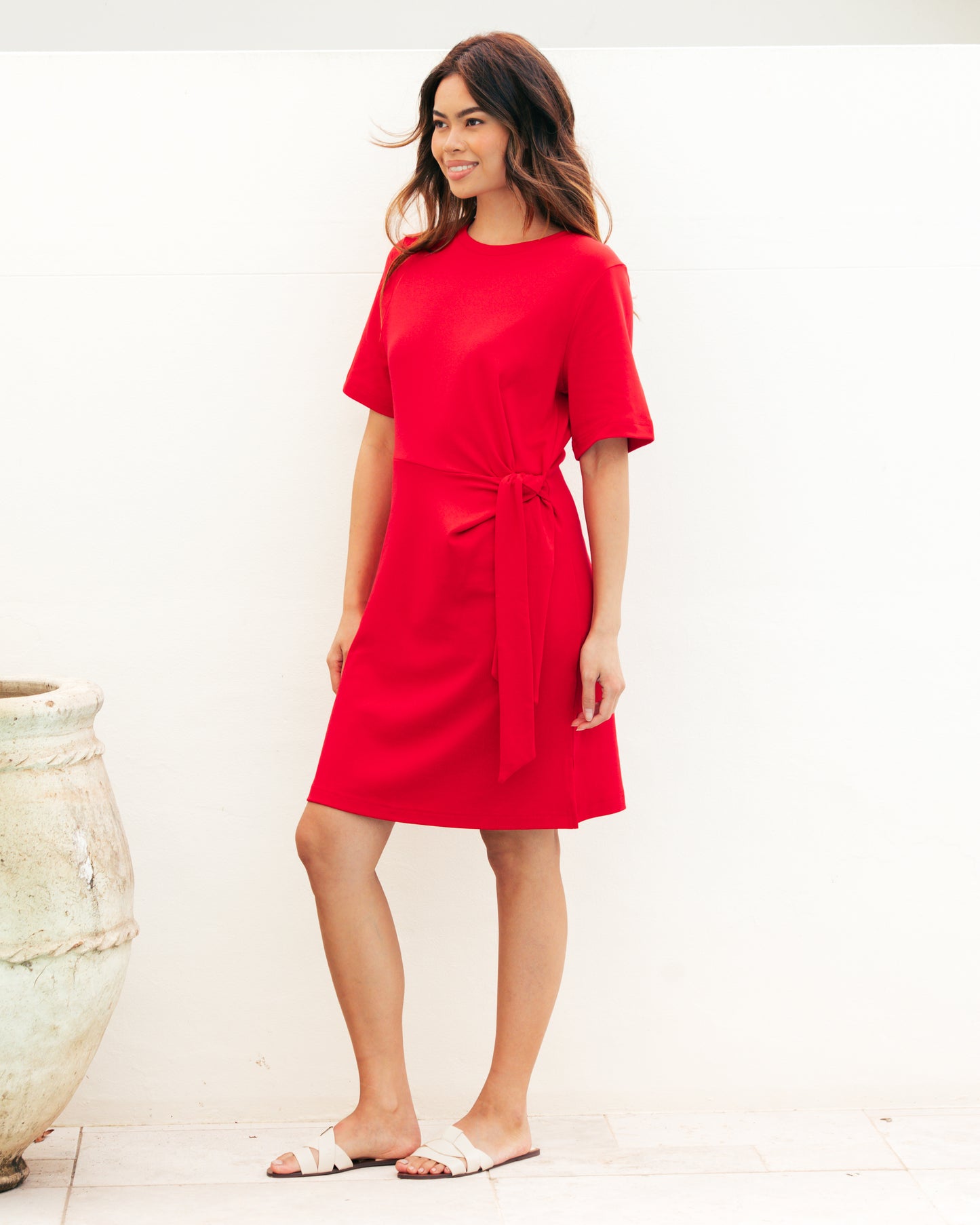 TIE WAIST TEE SHIRT DRESS