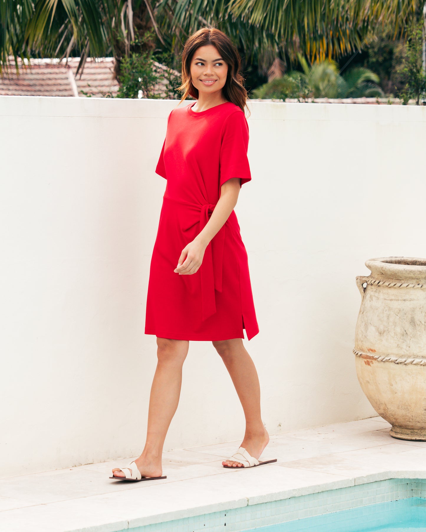 TIE WAIST TEE SHIRT DRESS