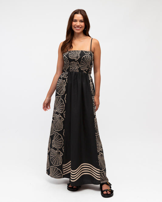 BLACK SHELL COVE MAXI DRESS