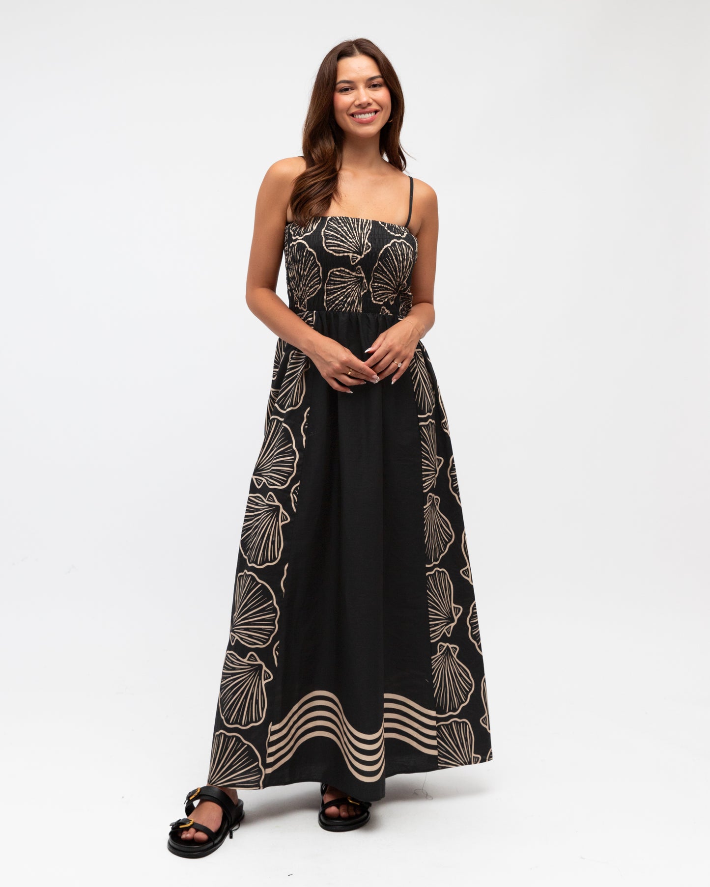 BLACK SHELL COVE MAXI DRESS