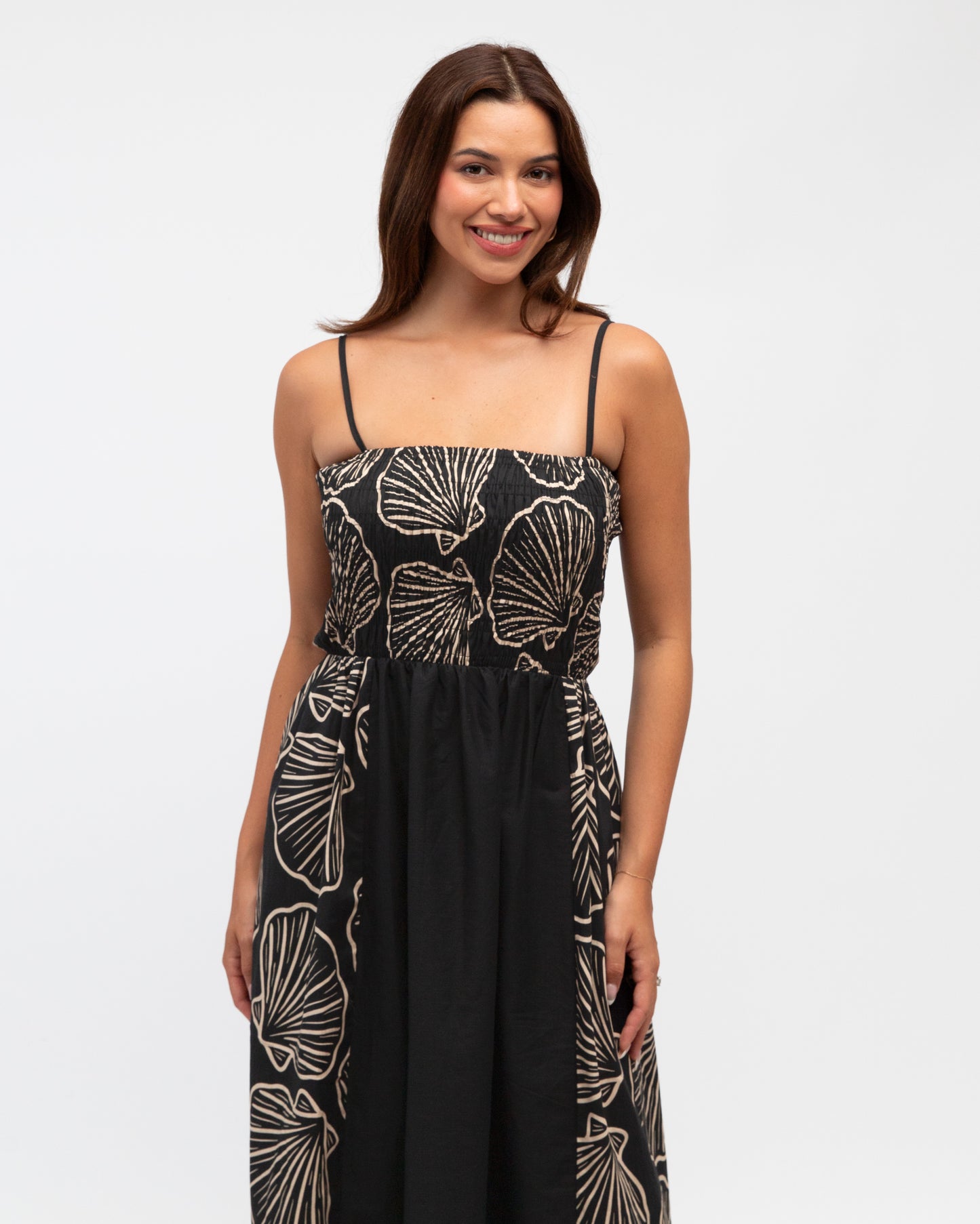 BLACK SHELL COVE MAXI DRESS