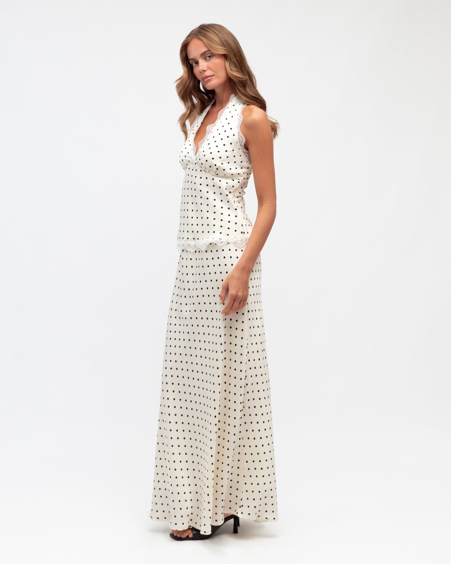 POLKA DOT HALTER NECK TOP