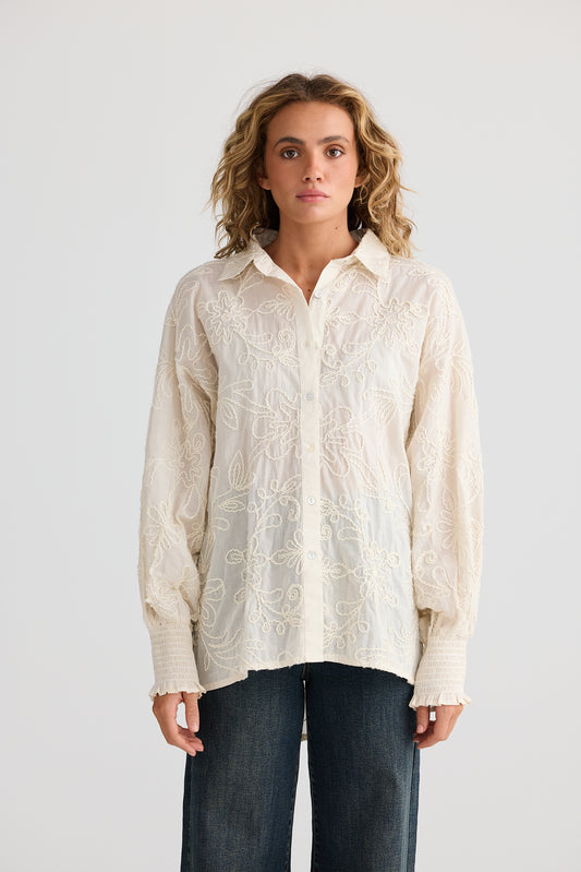 CANTILLY SHIRT NATURAL EMBROIDERY